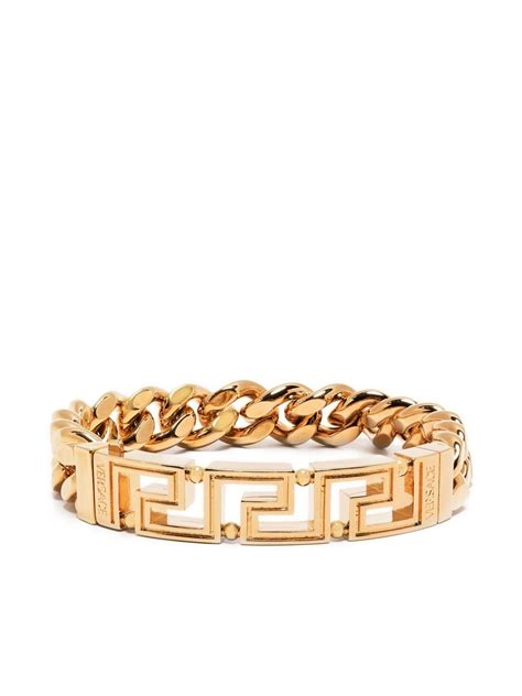 bracelet gold versace signed|Versace greca chain bracelet.